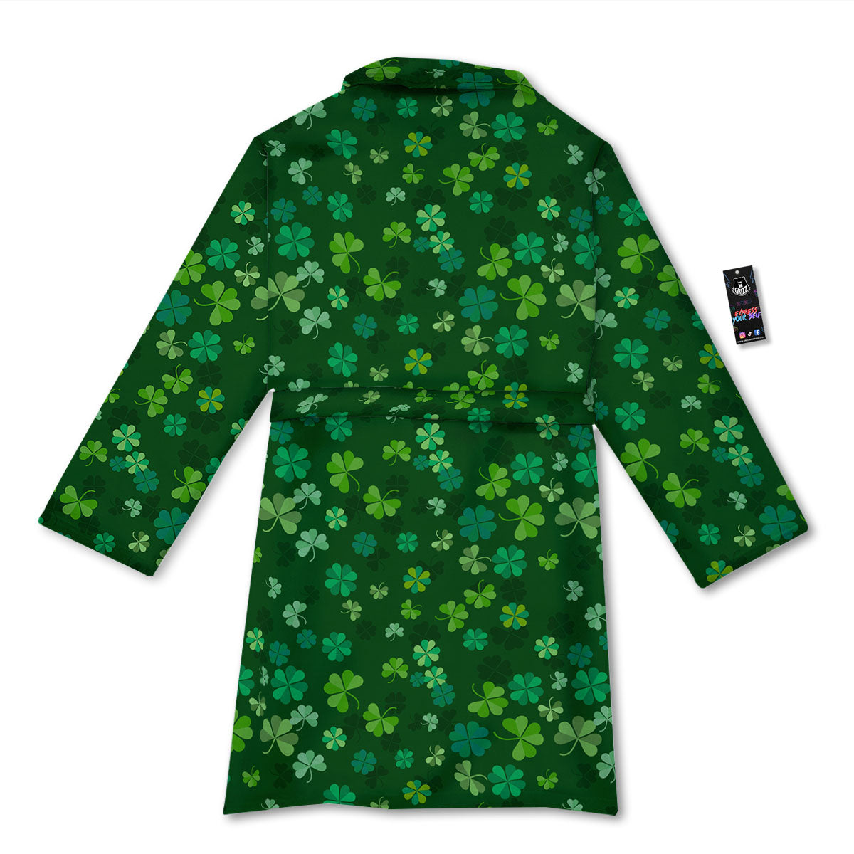 Shamrock Leaf Green Print Pattern Bathrobe-grizzshop