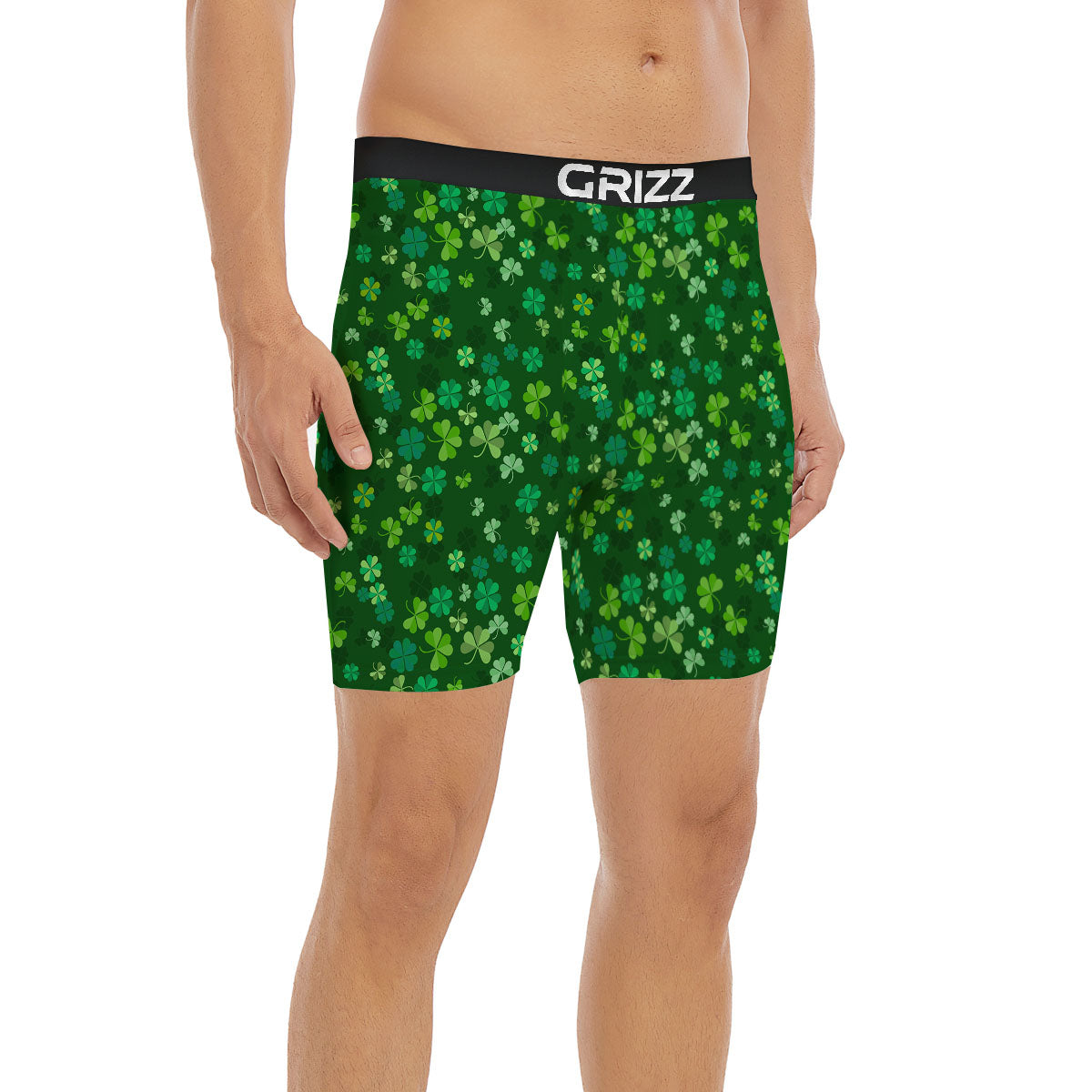 Shamrock Leaf Green Print Pattern Boxer Briefs-grizzshop