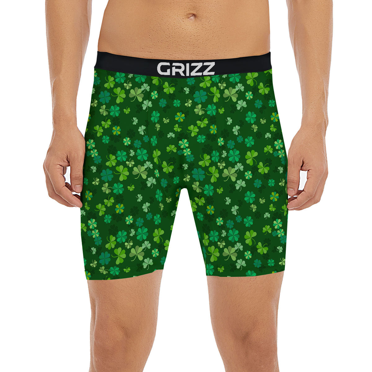 Shamrock Leaf Green Print Pattern Boxer Briefs-grizzshop
