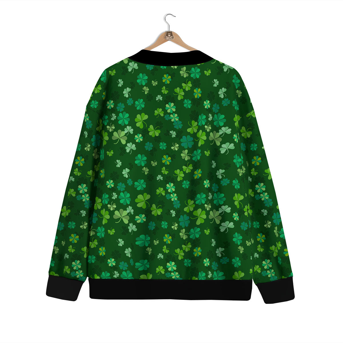 Shamrock Leaf Green Print Pattern Cardigan-grizzshop