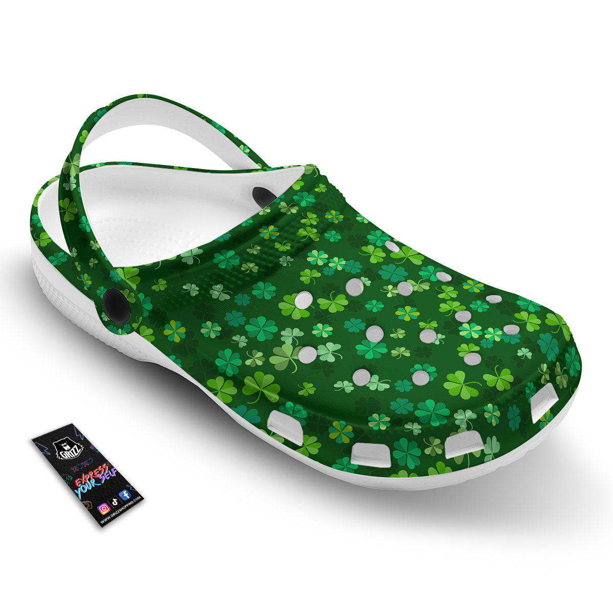 Shamrock Leaf Green Print Pattern Clog-grizzshop