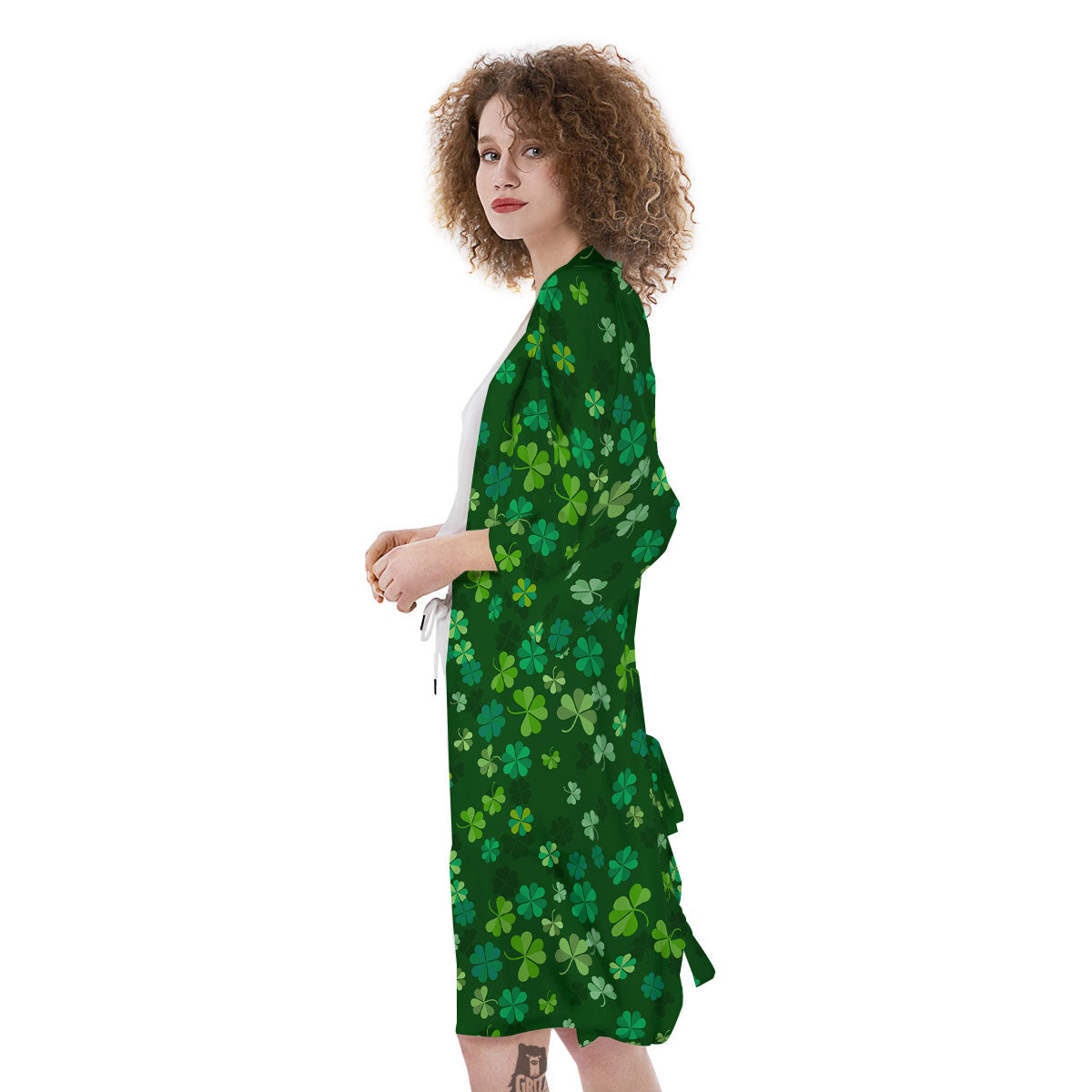 Shamrock Leaf Green Print Pattern Kimono-grizzshop