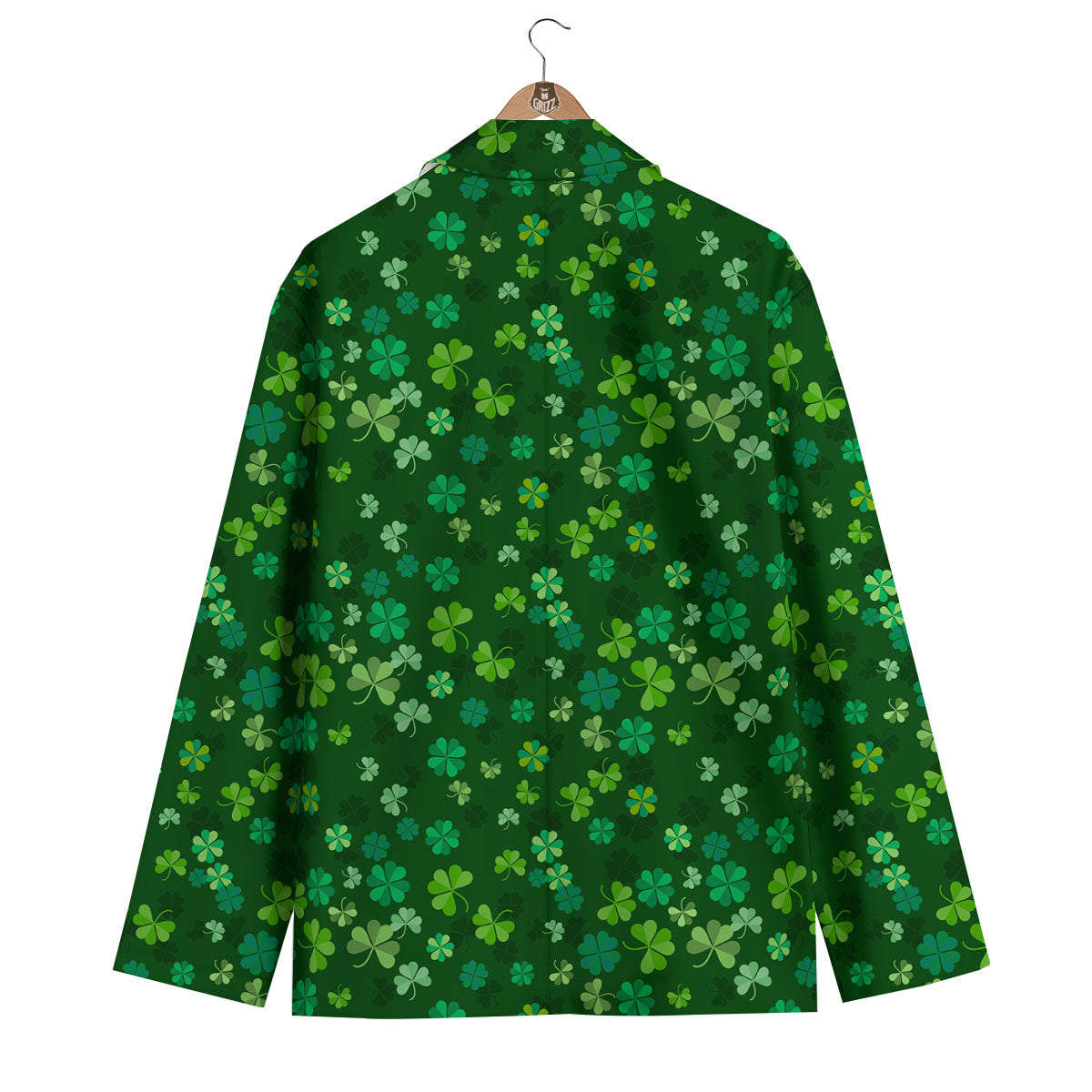 Shamrock Leaf Green Print Pattern Men's Blazer-grizzshop