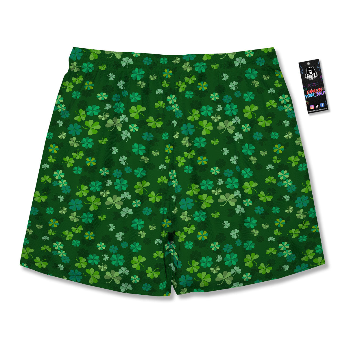 Shamrock Leaf Green Print Pattern Men's Running Shorts-grizzshop