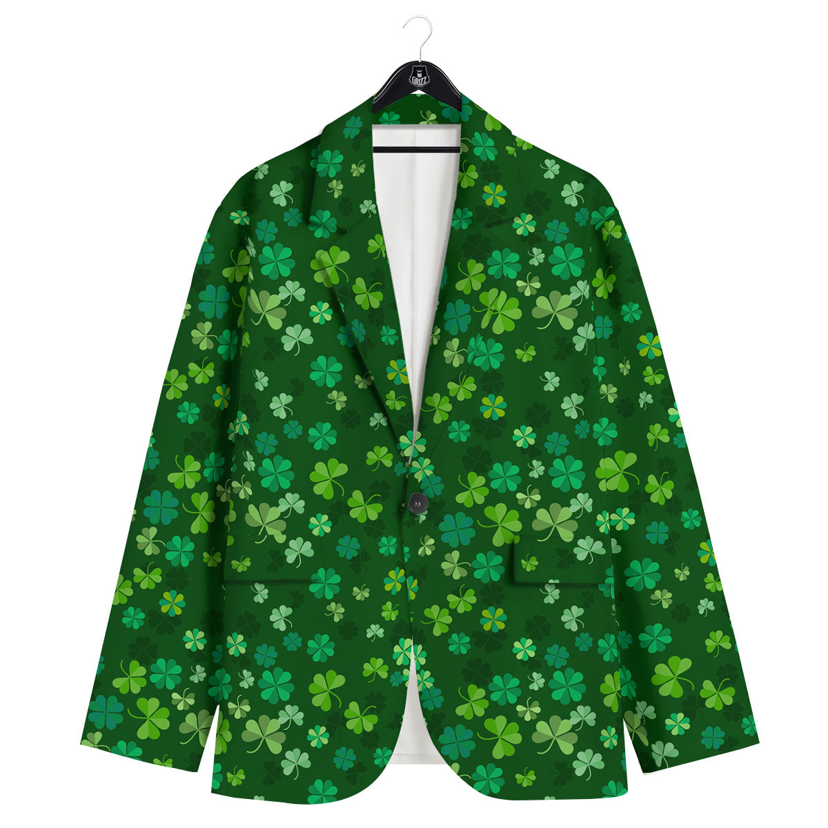 Shamrock Leaf Green Print Pattern Men's Sport Coat-grizzshop