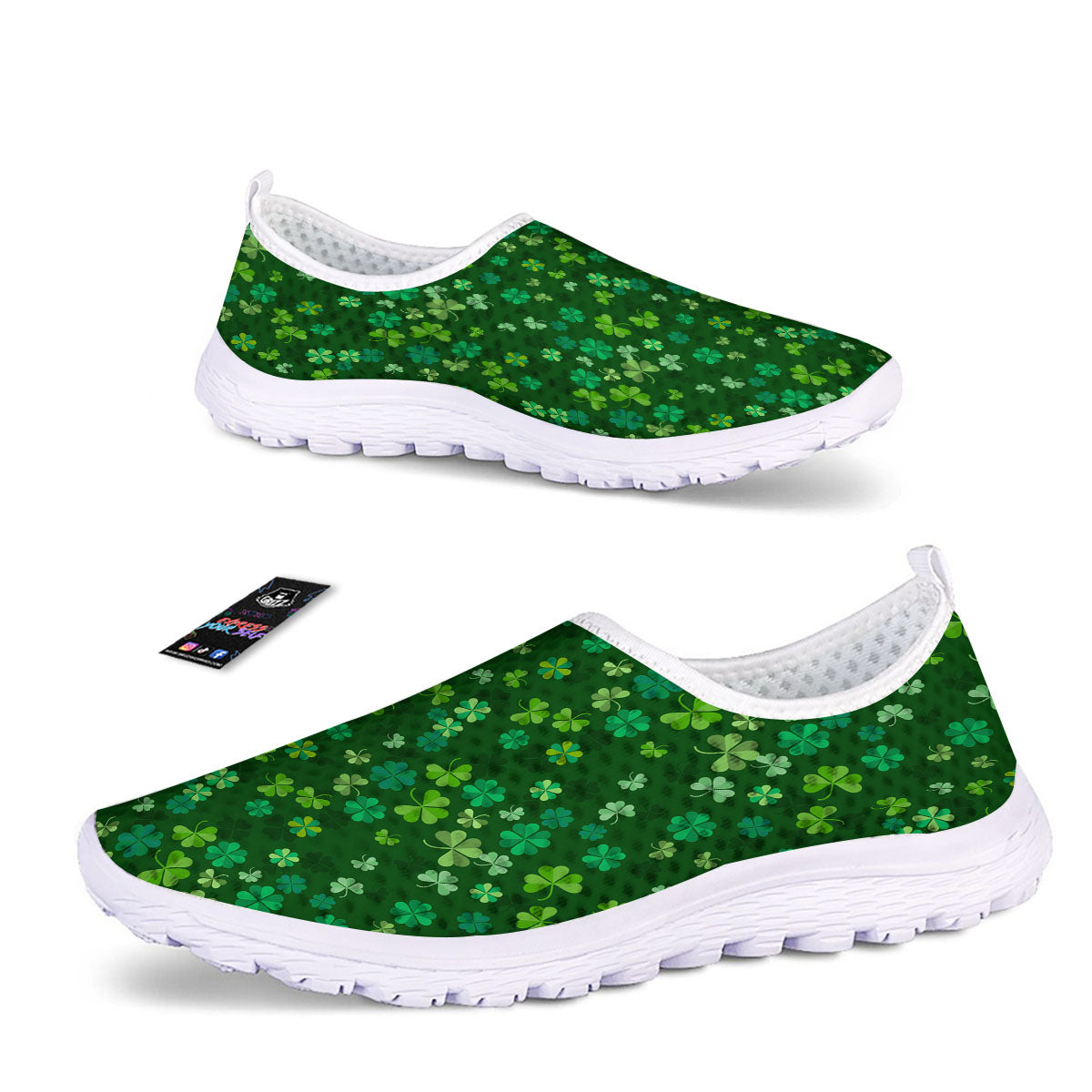 Shamrock Leaf Green Print Pattern Nurse Shoes-grizzshop