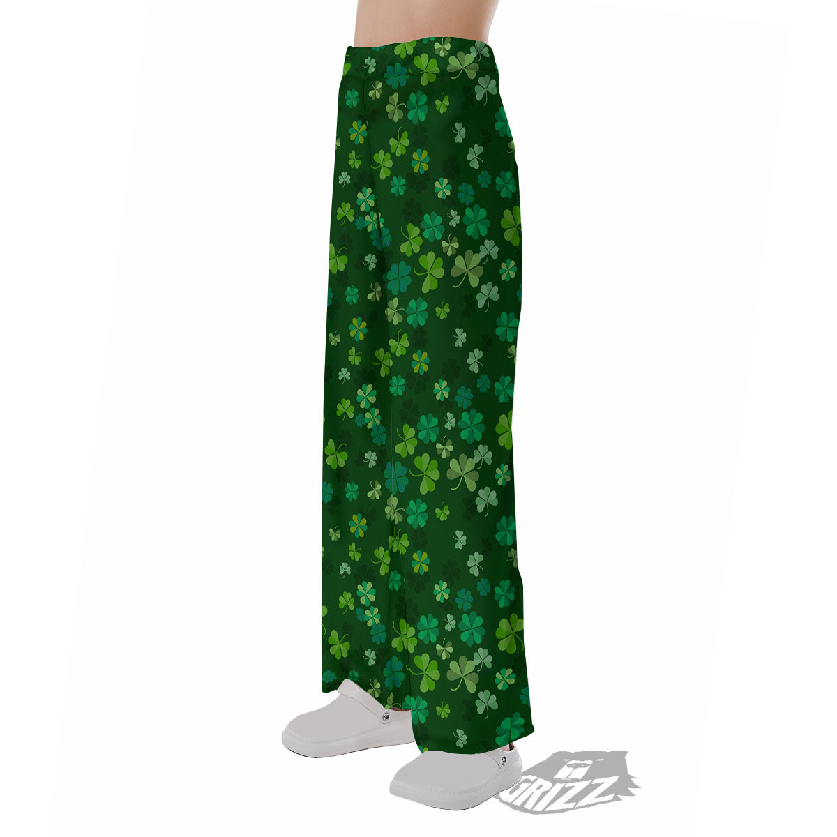 Shamrock Leaf Green Print Pattern Pajama Pants-grizzshop