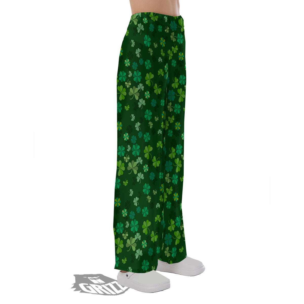 Shamrock Leaf Green Print Pattern Pajama Pants-grizzshop