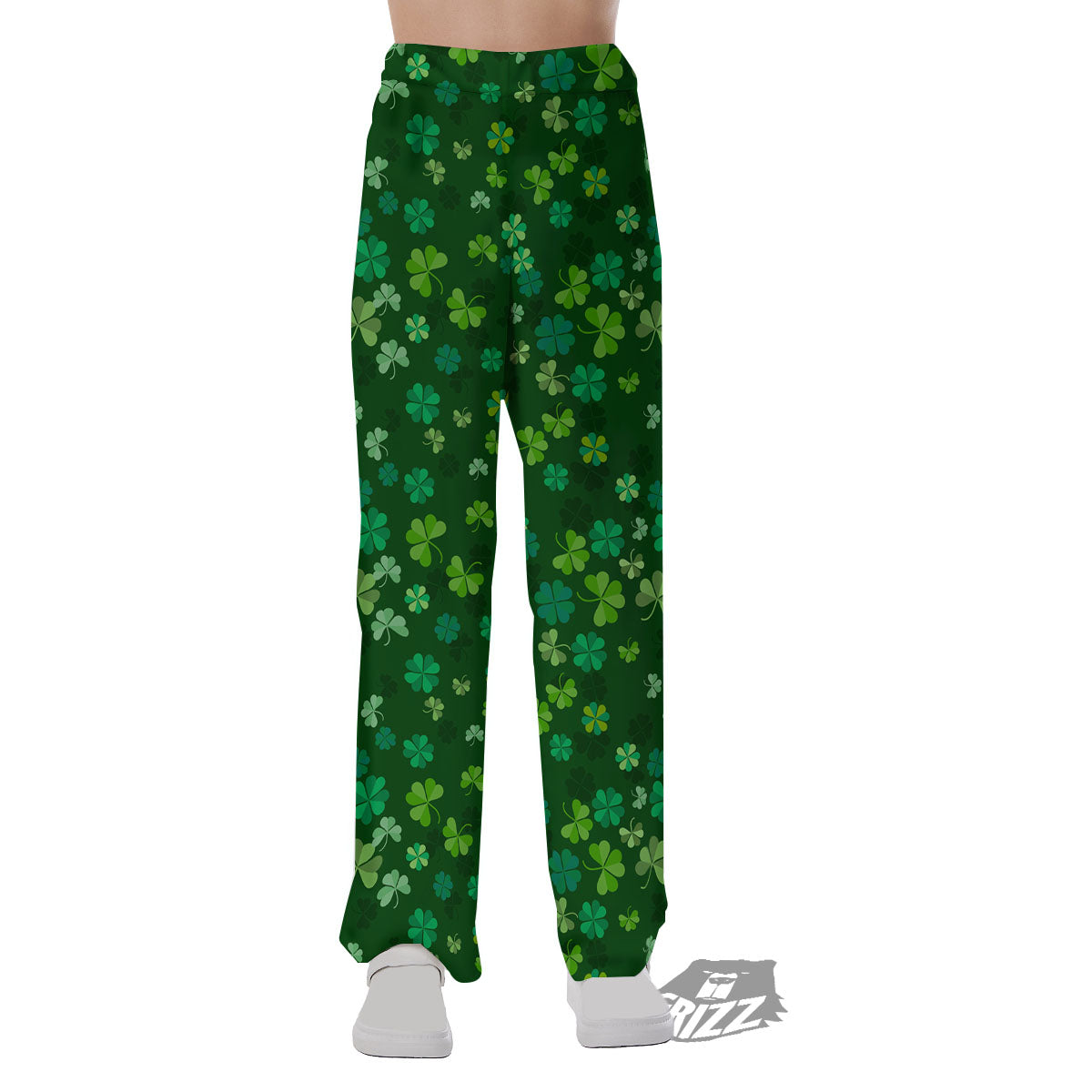 Shamrock Leaf Green Print Pattern Pajama Pants-grizzshop