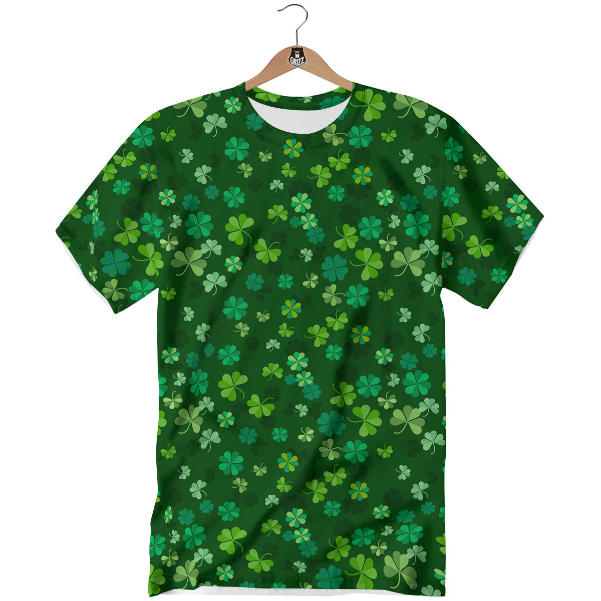 Shamrock Leaf Green Print Pattern T-Shirt-grizzshop
