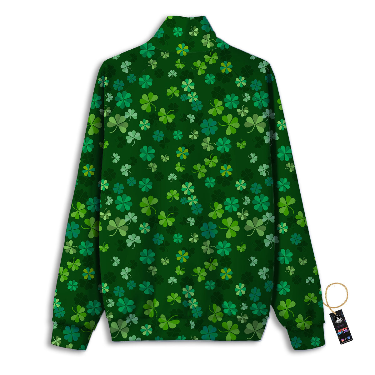 Shamrock Leaf Green Print Pattern Track Jacket-grizzshop