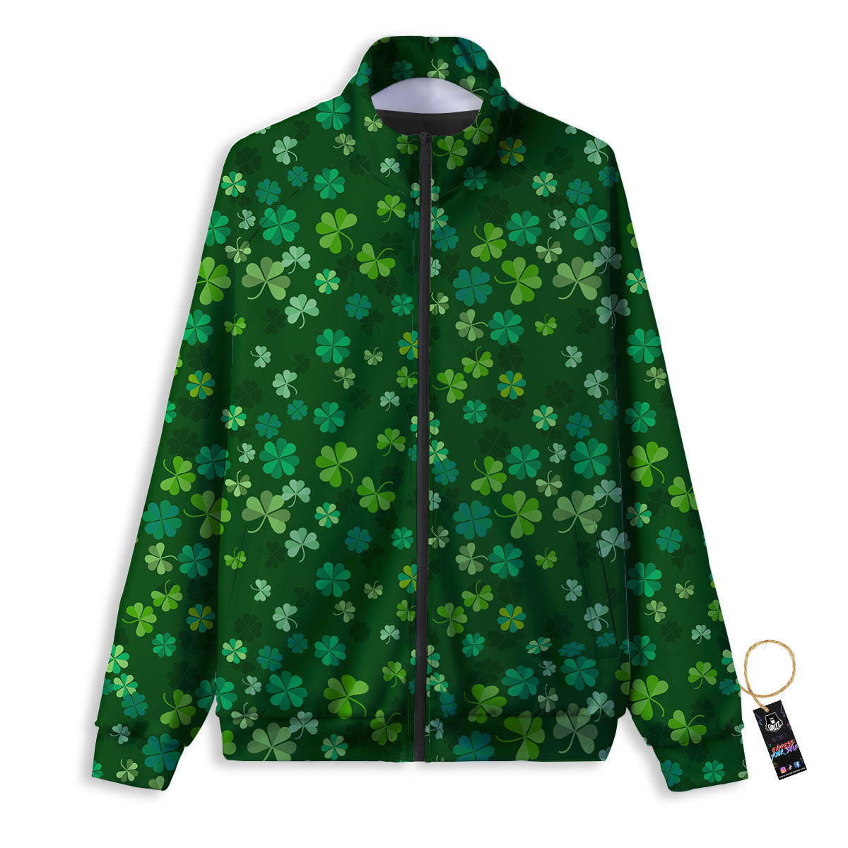 Shamrock Leaf Green Print Pattern Track Jacket-grizzshop