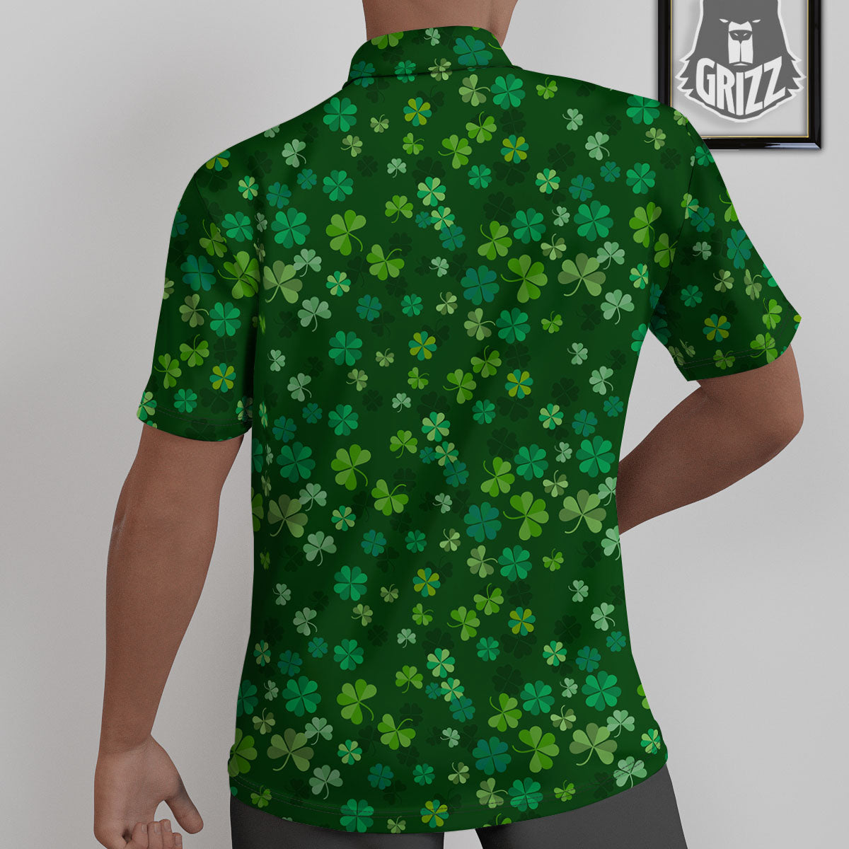 Shamrock Leaf Green Print Pattern Untucked Shirts-grizzshop