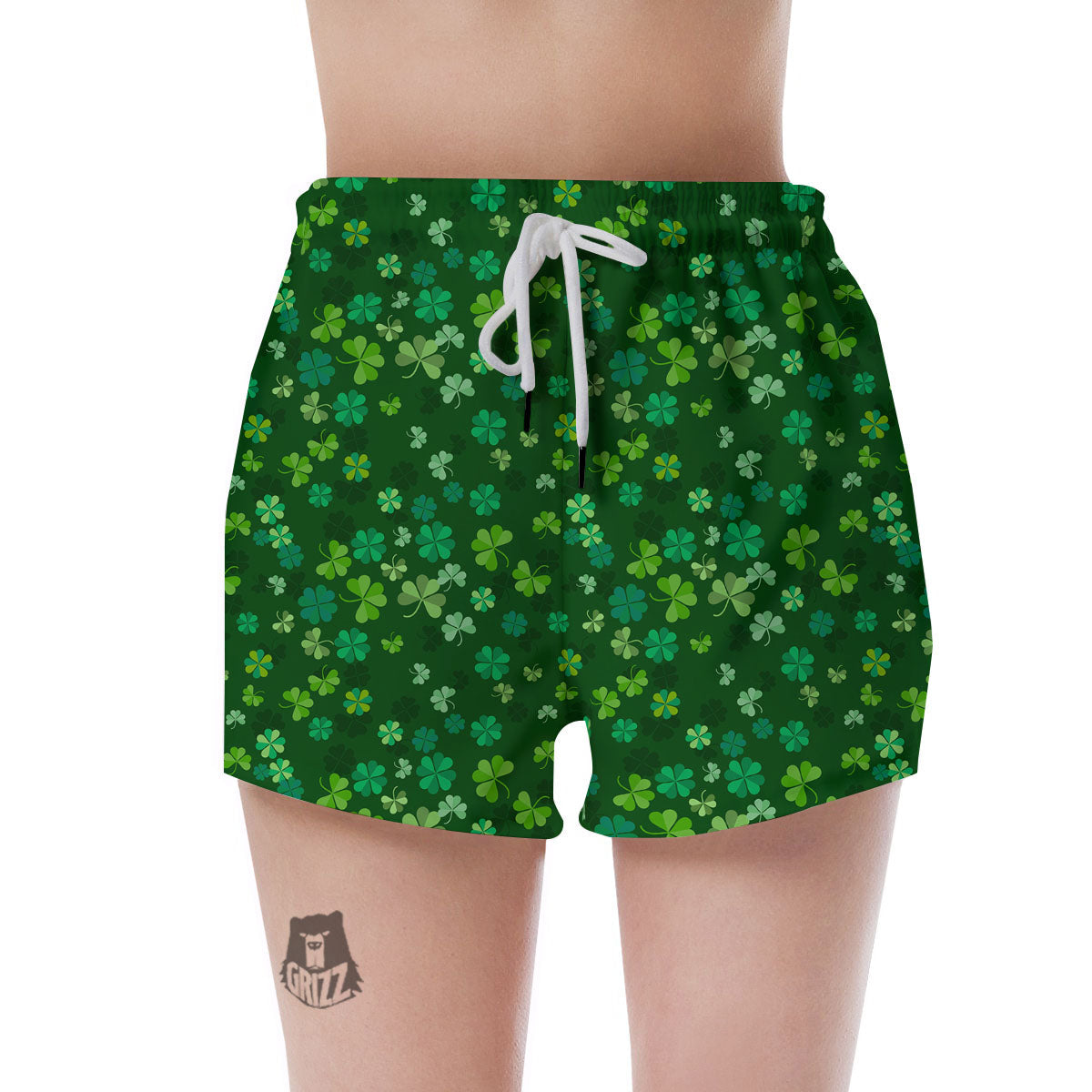 Shamrock Leaf Green Print Pattern Women's Shorts-grizzshop