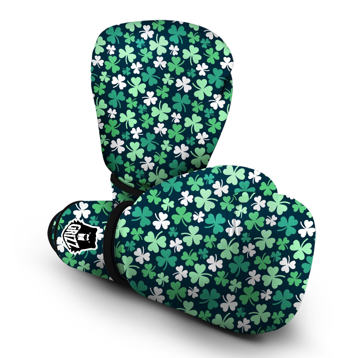 Shamrock Pattern Print Boxing Gloves-grizzshop