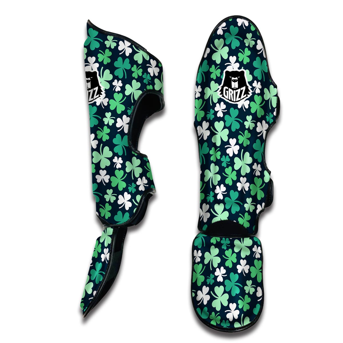 Shamrock Pattern Print Muay Thai Shin Guards-grizzshop