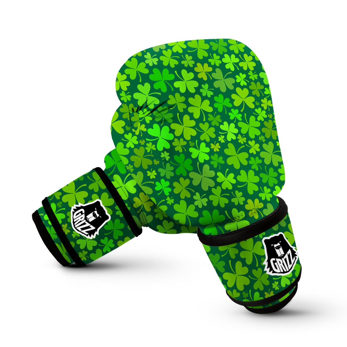 Shamrock St Patrick's Day Green Print Pattern Boxing Gloves-grizzshop