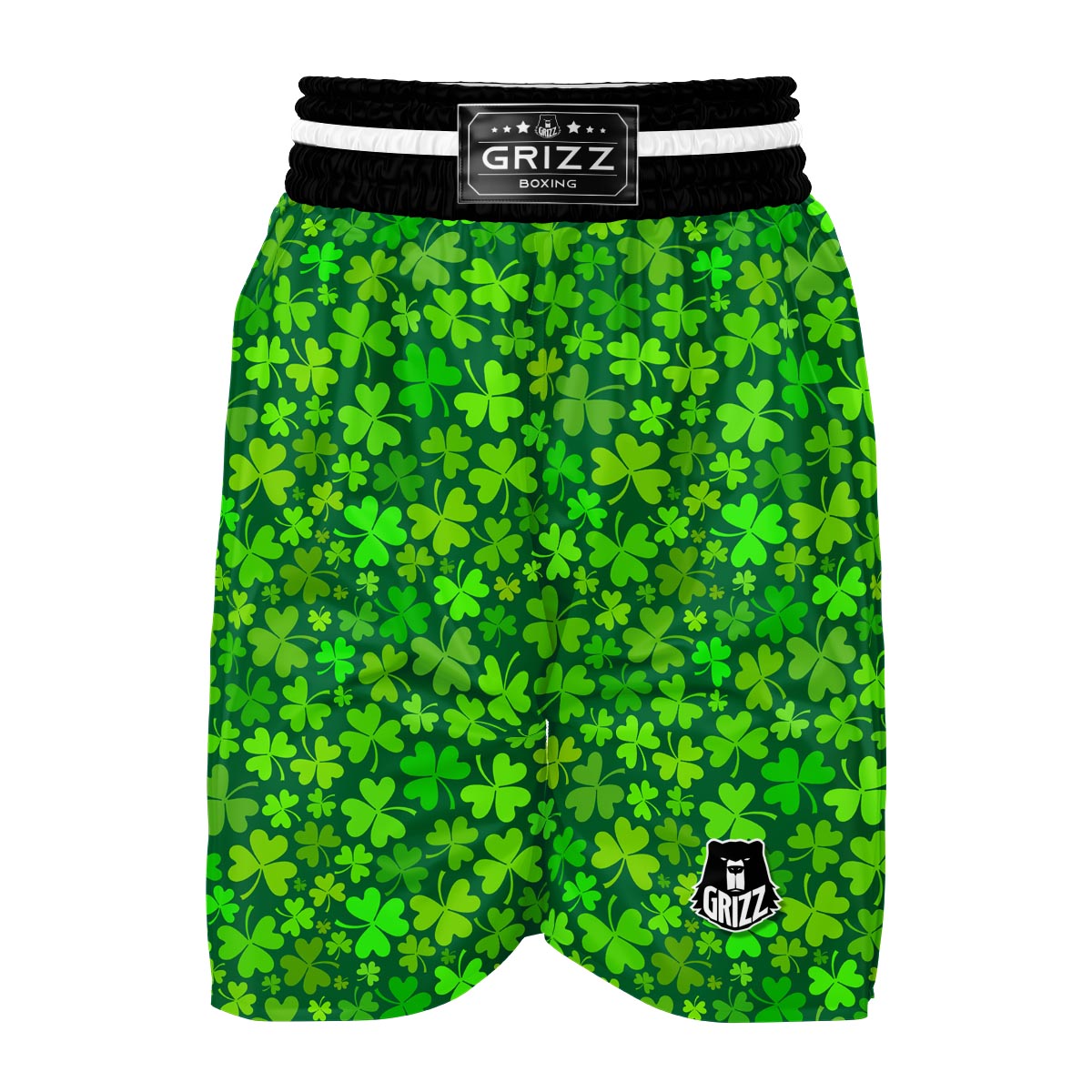 Shamrock St Patrick's Day Green Print Pattern Boxing Shorts-grizzshop