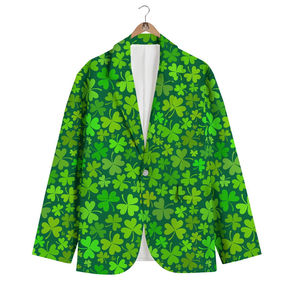 Shamrock St Patrick's Day Green Print Pattern Men's Blazer-grizzshop