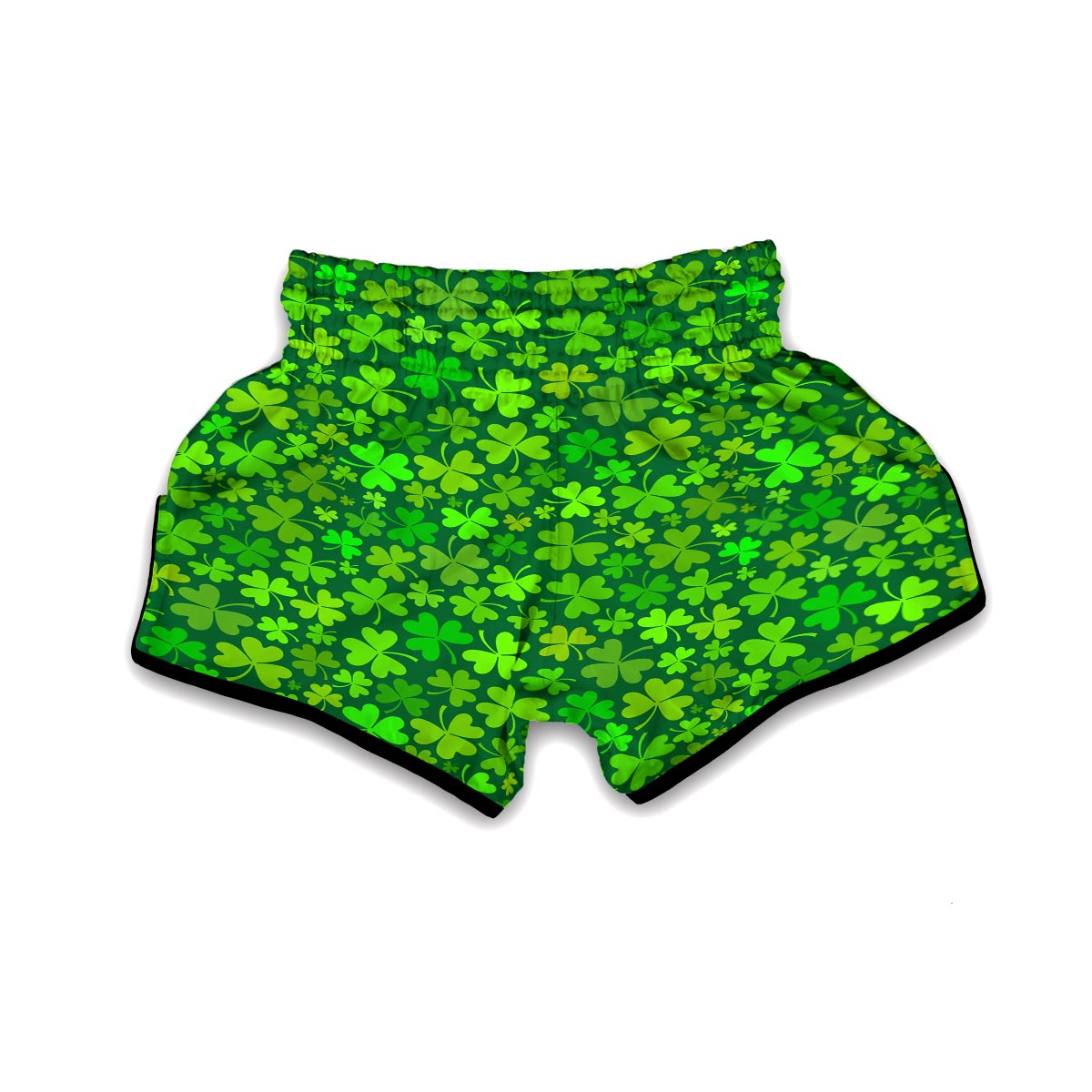 Shamrock St Patrick's Day Green Print Pattern Muay Thai Boxing Shorts-grizzshop