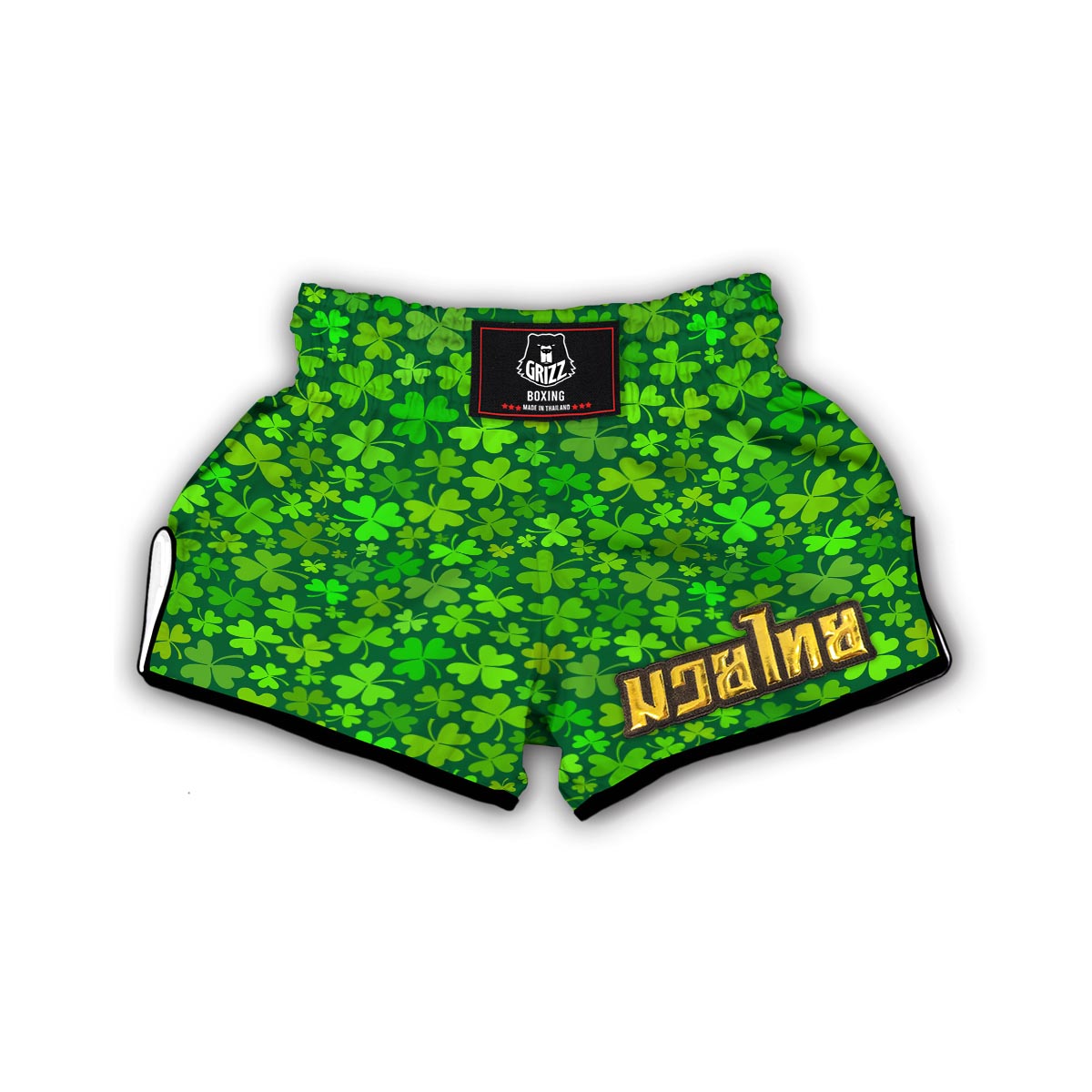 Shamrock St Patrick's Day Green Print Pattern Muay Thai Boxing Shorts-grizzshop