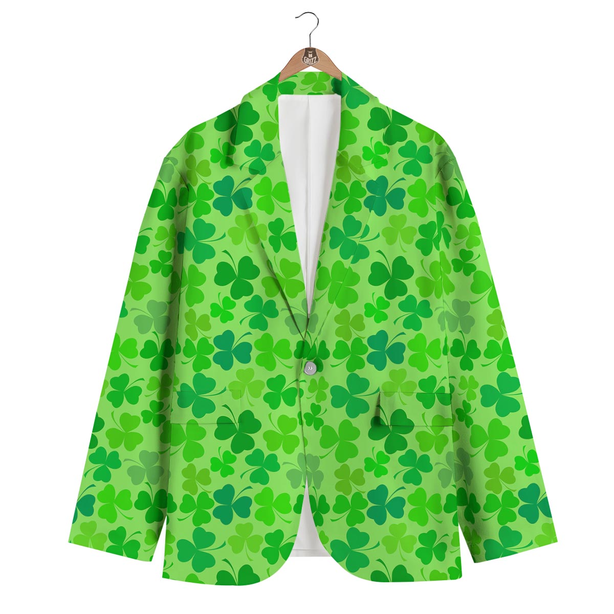 Shamrock St Patrick's Day Pattern Print Men's Blazer-grizzshop