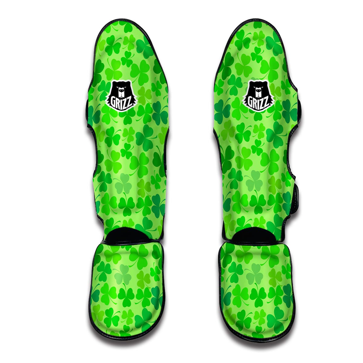 Shamrock St Patrick's Day Pattern Print Muay Thai Shin Guards-grizzshop