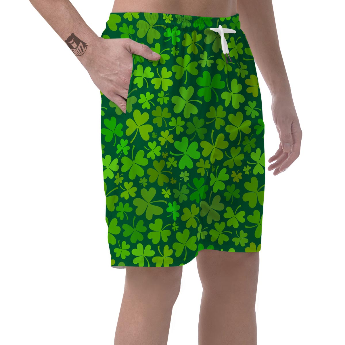 Shamrock St Patrick's Day Print Pattern Men's Shorts-grizzshop