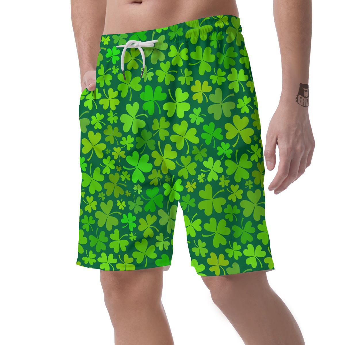 Shamrock St Patrick's Day Print Pattern Men's Shorts-grizzshop