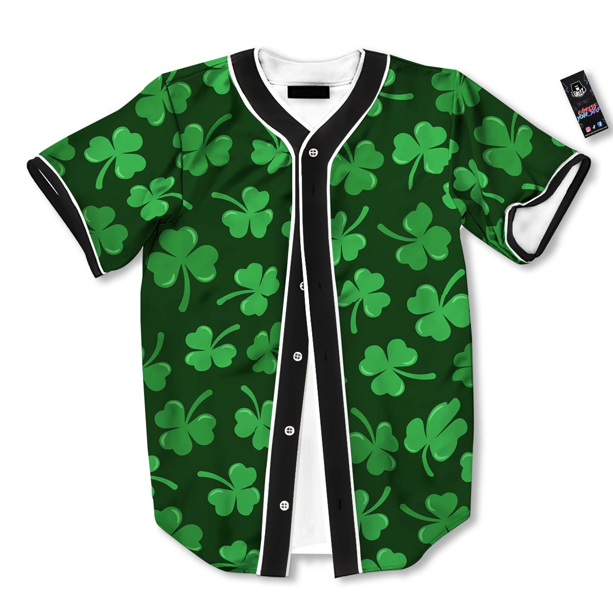 Shamrock St. Patrick's Day Print Pattern Baseball Jersey-grizzshop