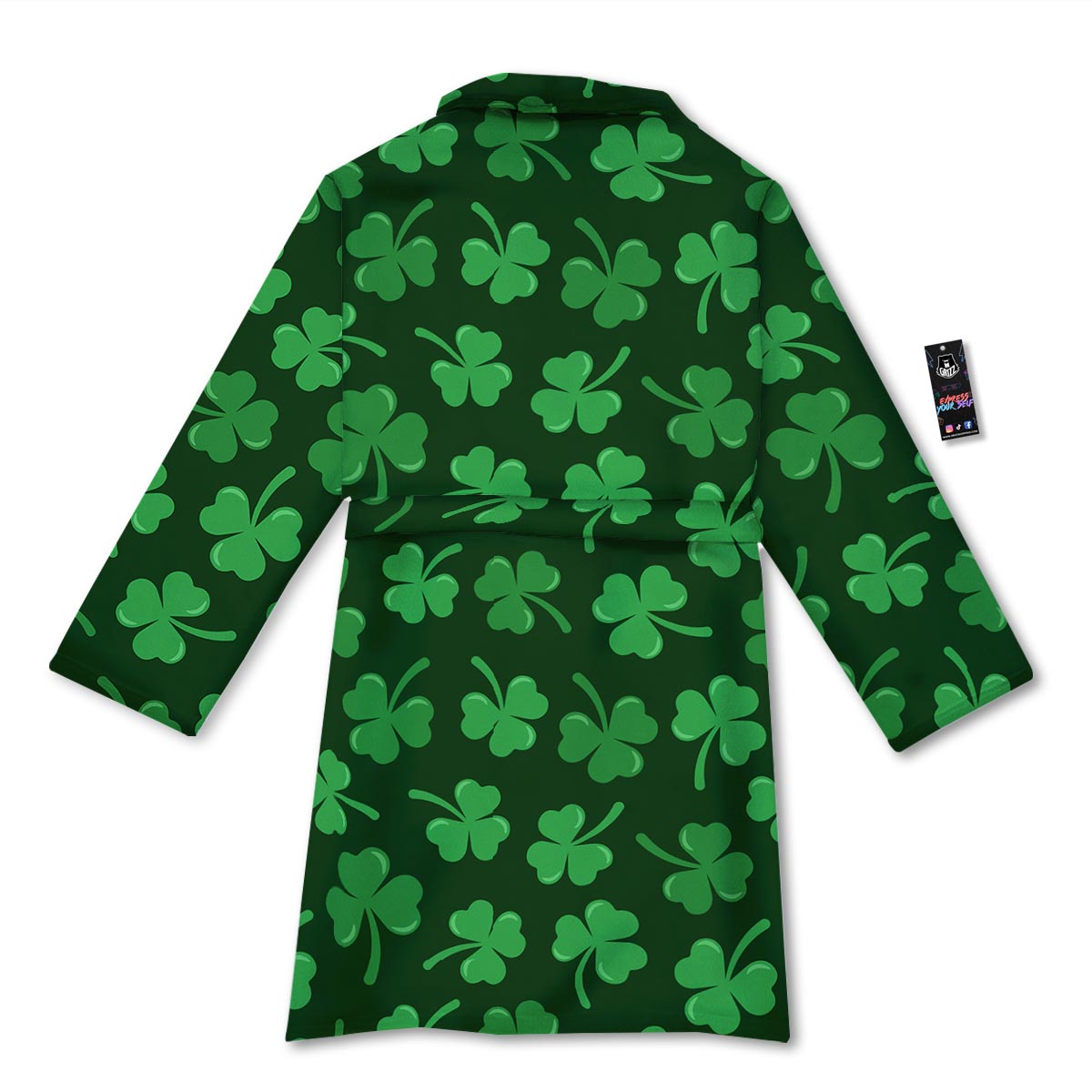 Shamrock St. Patrick's Day Print Pattern Bathrobe-grizzshop