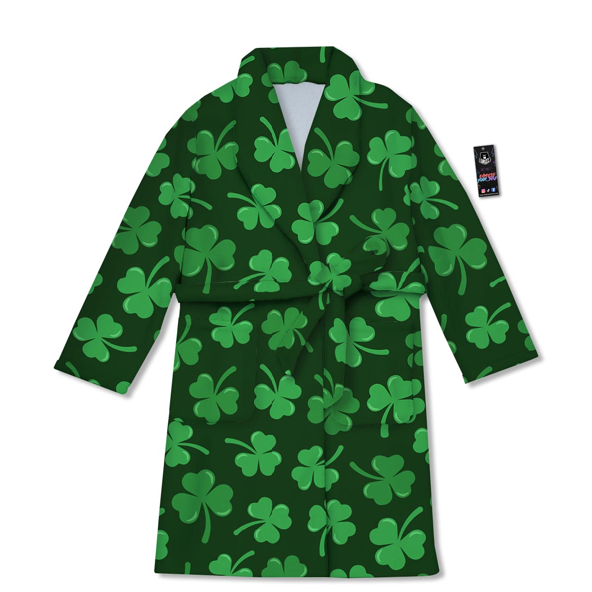 Shamrock St. Patrick's Day Print Pattern Bathrobe-grizzshop