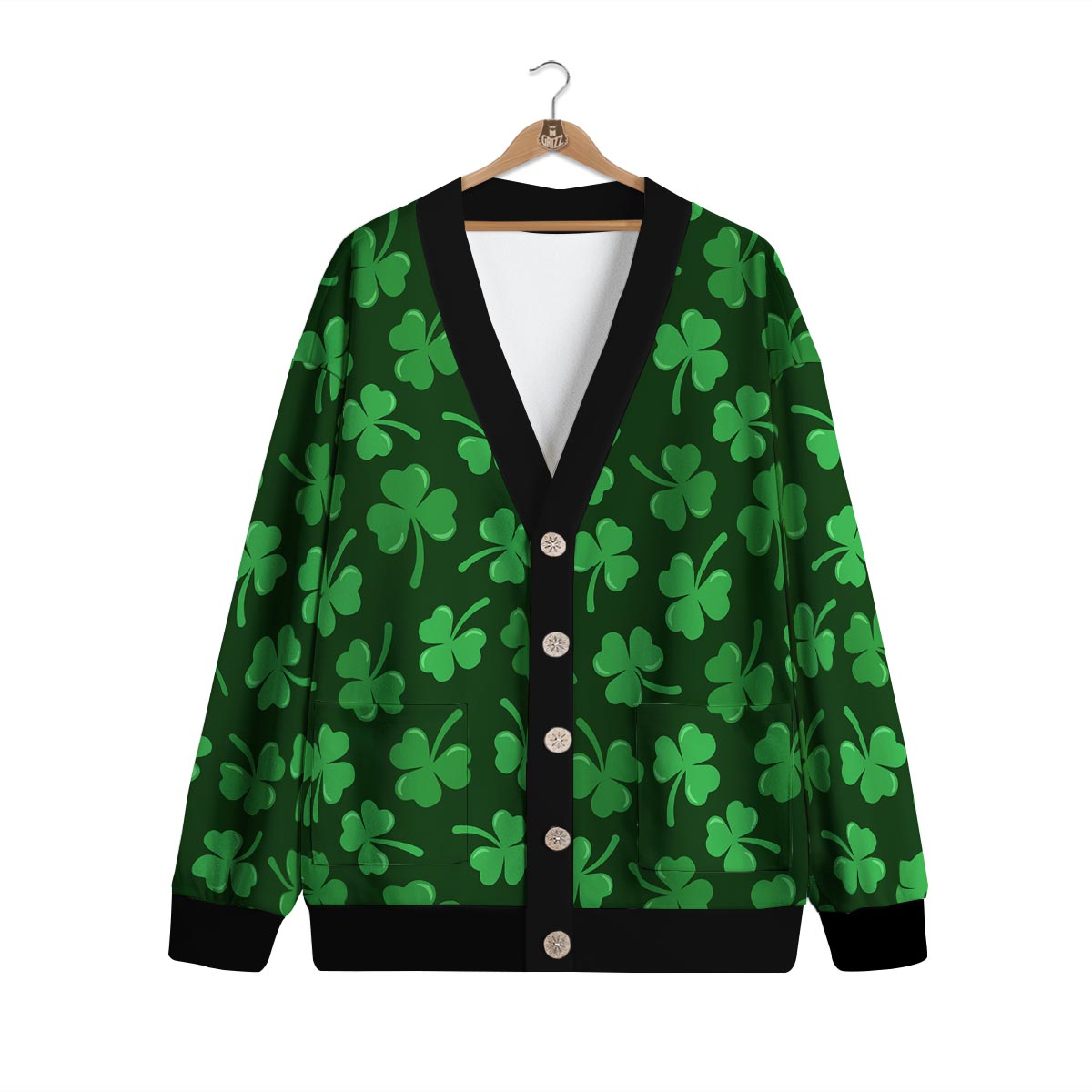 Shamrock St. Patrick's Day Print Pattern Cardigan-grizzshop