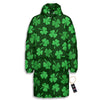 Shamrock St. Patrick's Day Print Pattern Long Down Jacket-grizzshop