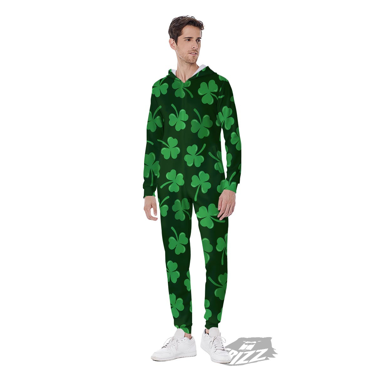 Shamrock St. Patrick's Day Print Pattern Men's Jumpsuit-grizzshop