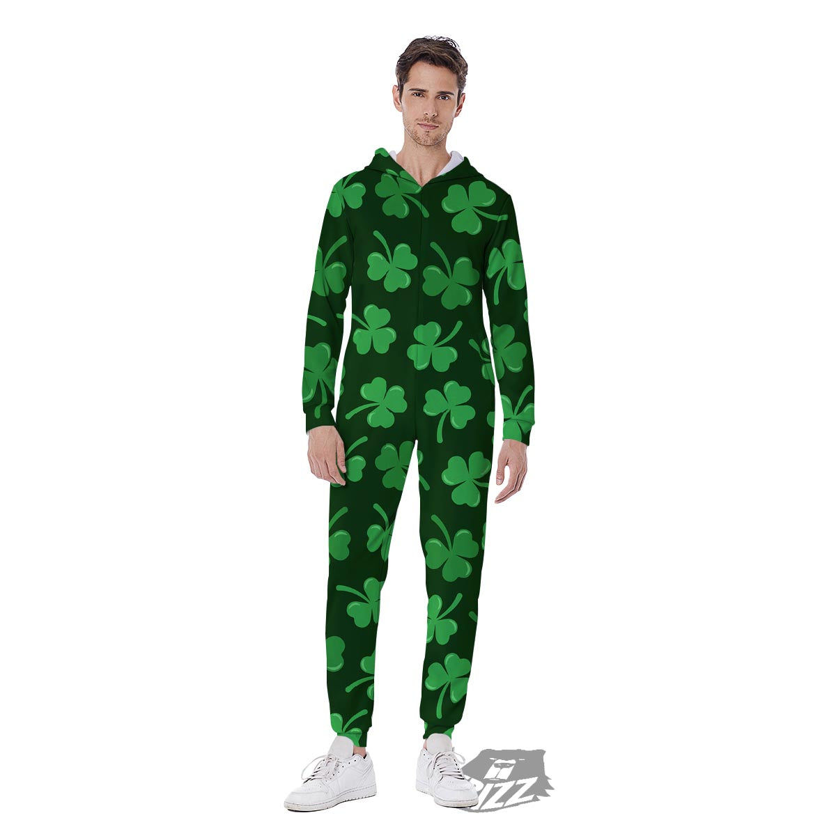 Shamrock St. Patrick's Day Print Pattern Men's Jumpsuit-grizzshop