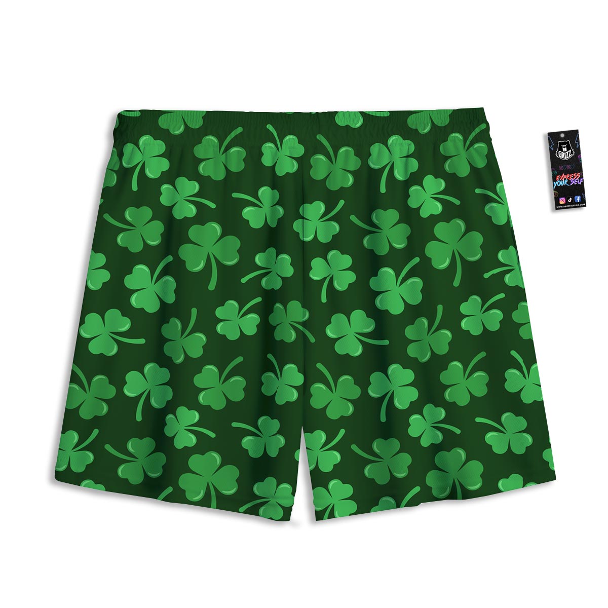 Shamrock St. Patrick's Day Print Pattern Mesh Shorts