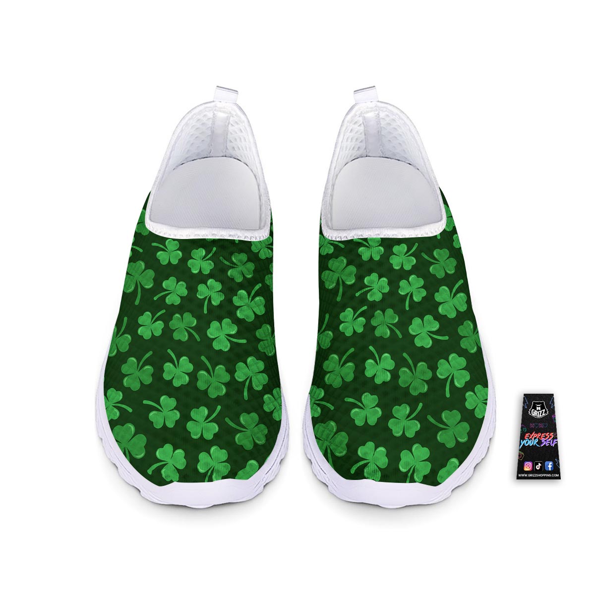 Shamrock St. Patrick's Day Print Pattern Nurse Shoes-grizzshop