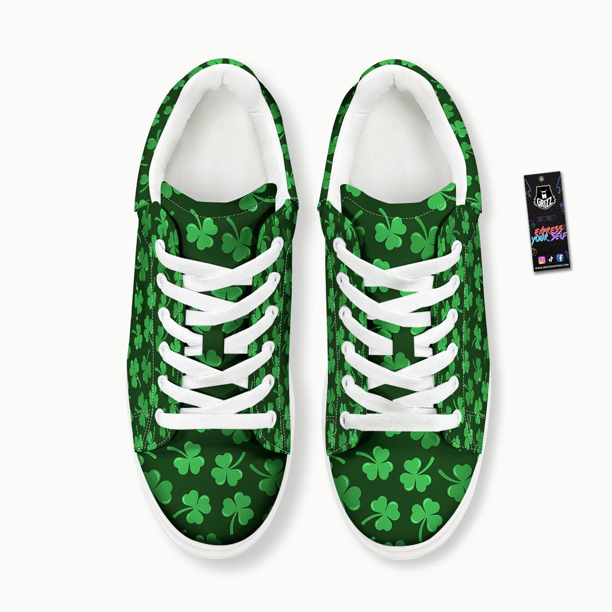 Shamrock St. Patrick's Day Print Pattern Platform Shoes-grizzshop