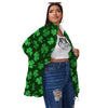 Shamrock St. Patrick's Day Print Pattern Women's Sherpa Jacket-grizzshop