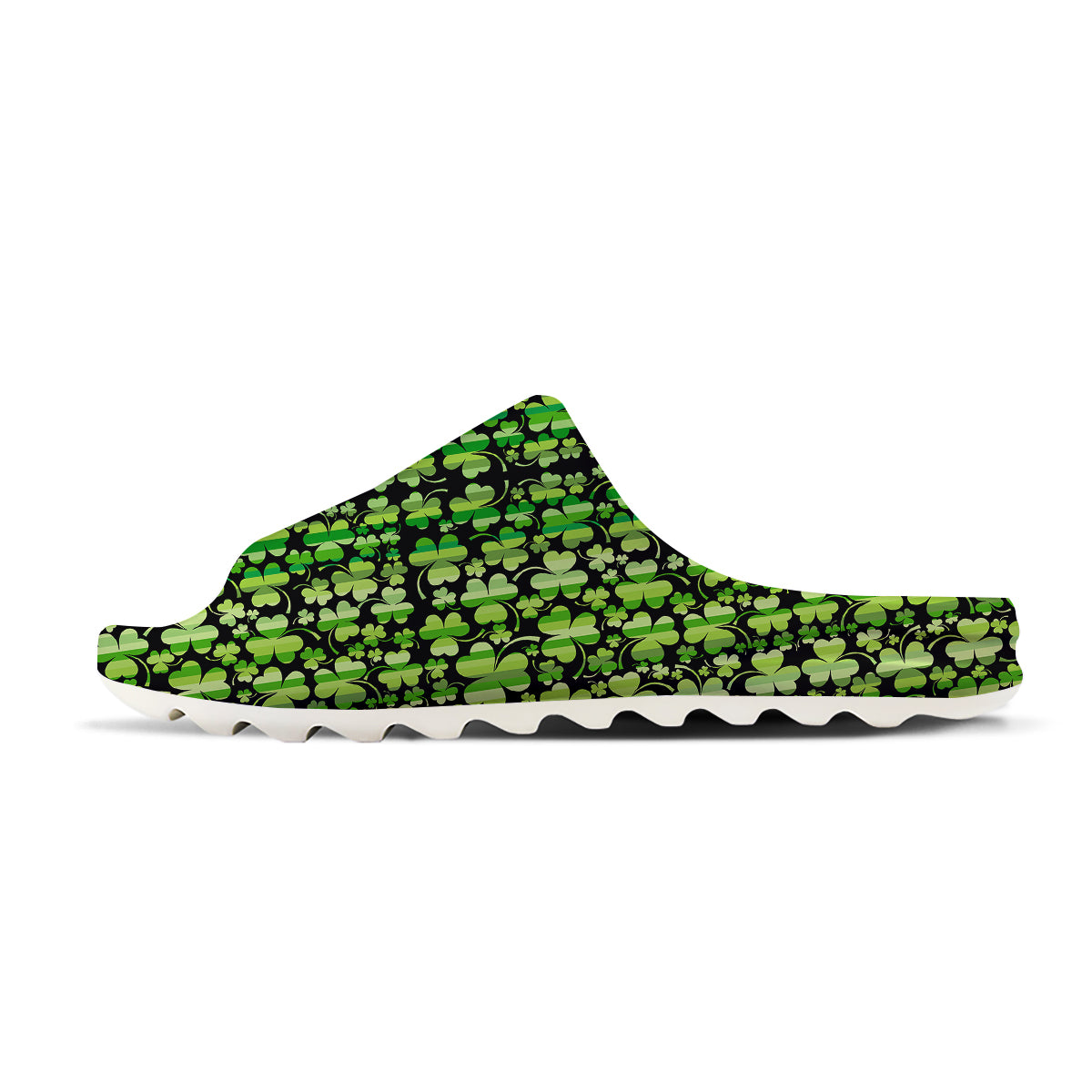 Shamrock Green And Black Print Pattern Sandals-grizzshop