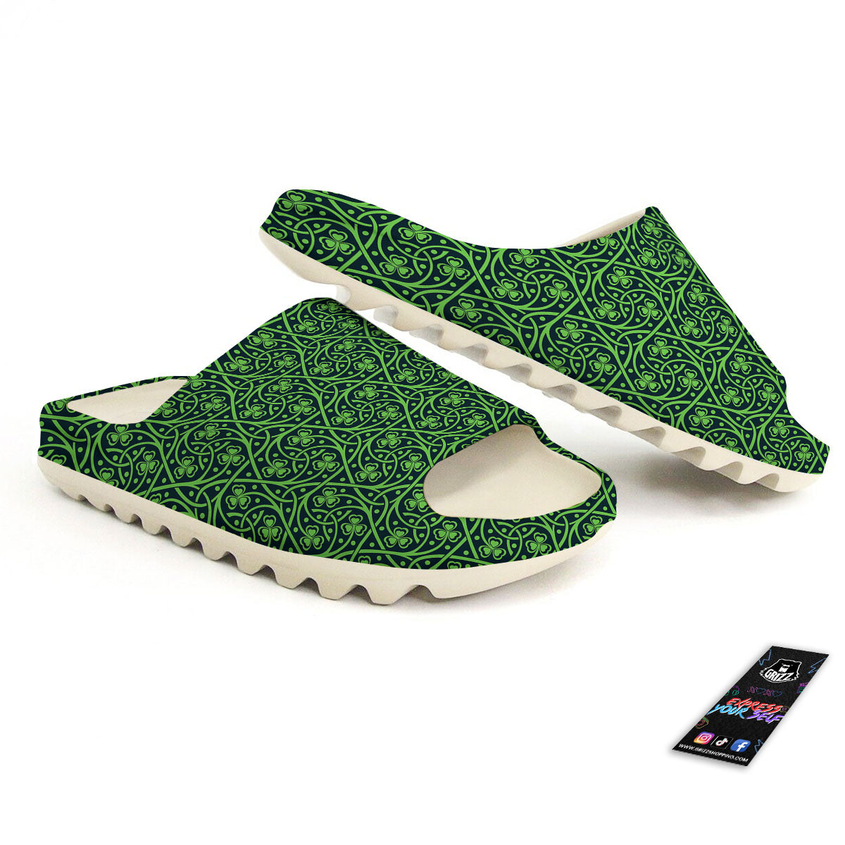 Shamrock Irish Print Pattern Sandals-grizzshop