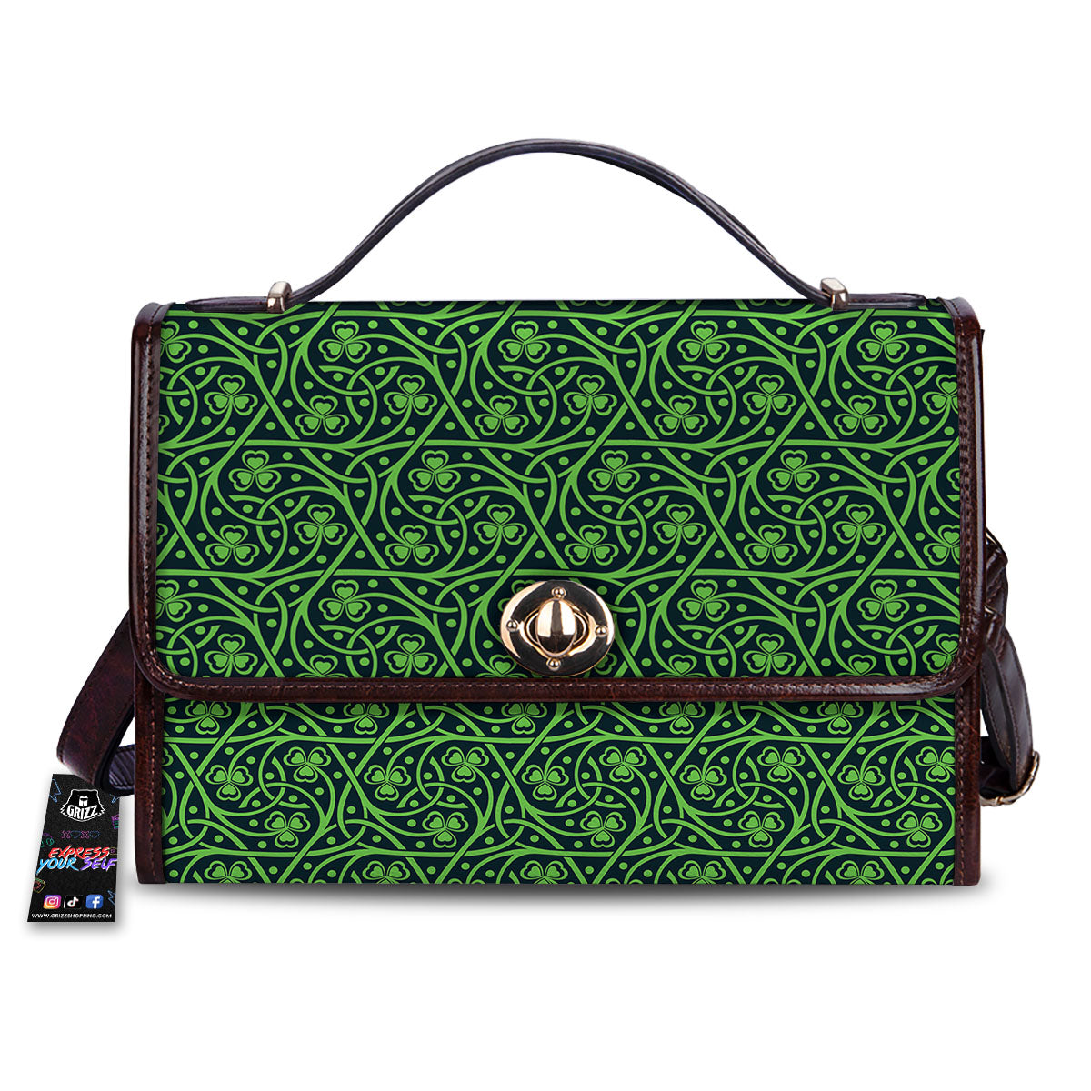 Shamrock Irish Print Pattern Women's Satchel Bag