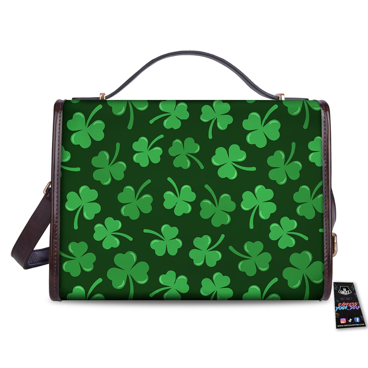 Shamrock St. Patrick's Day Print Pattern Women's Satchel Bag