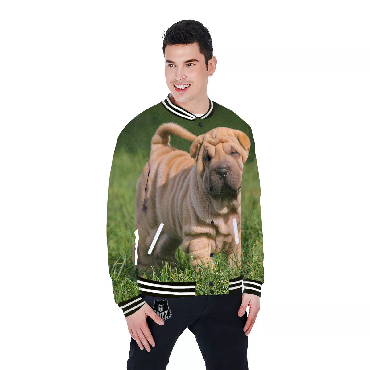 Shar Pei Vintage Print Baseball Jacket-grizzshop