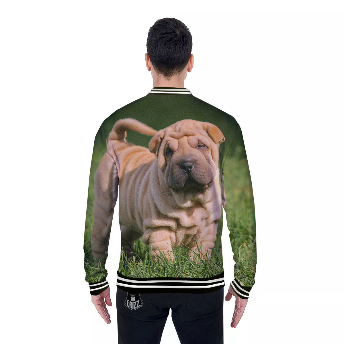 Shar Pei Vintage Print Baseball Jacket-grizzshop