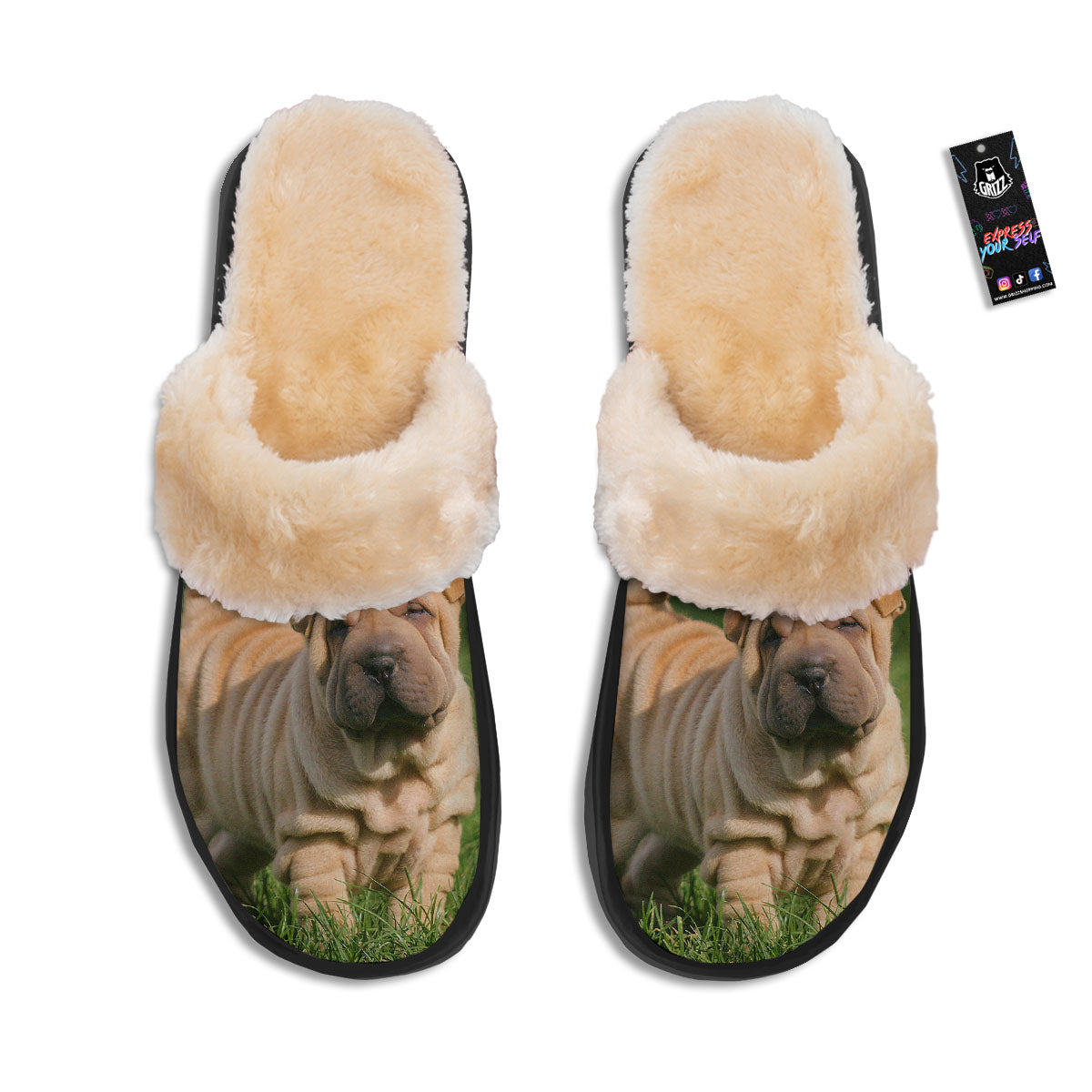 Shar Pei Vintage Print Slippers-grizzshop