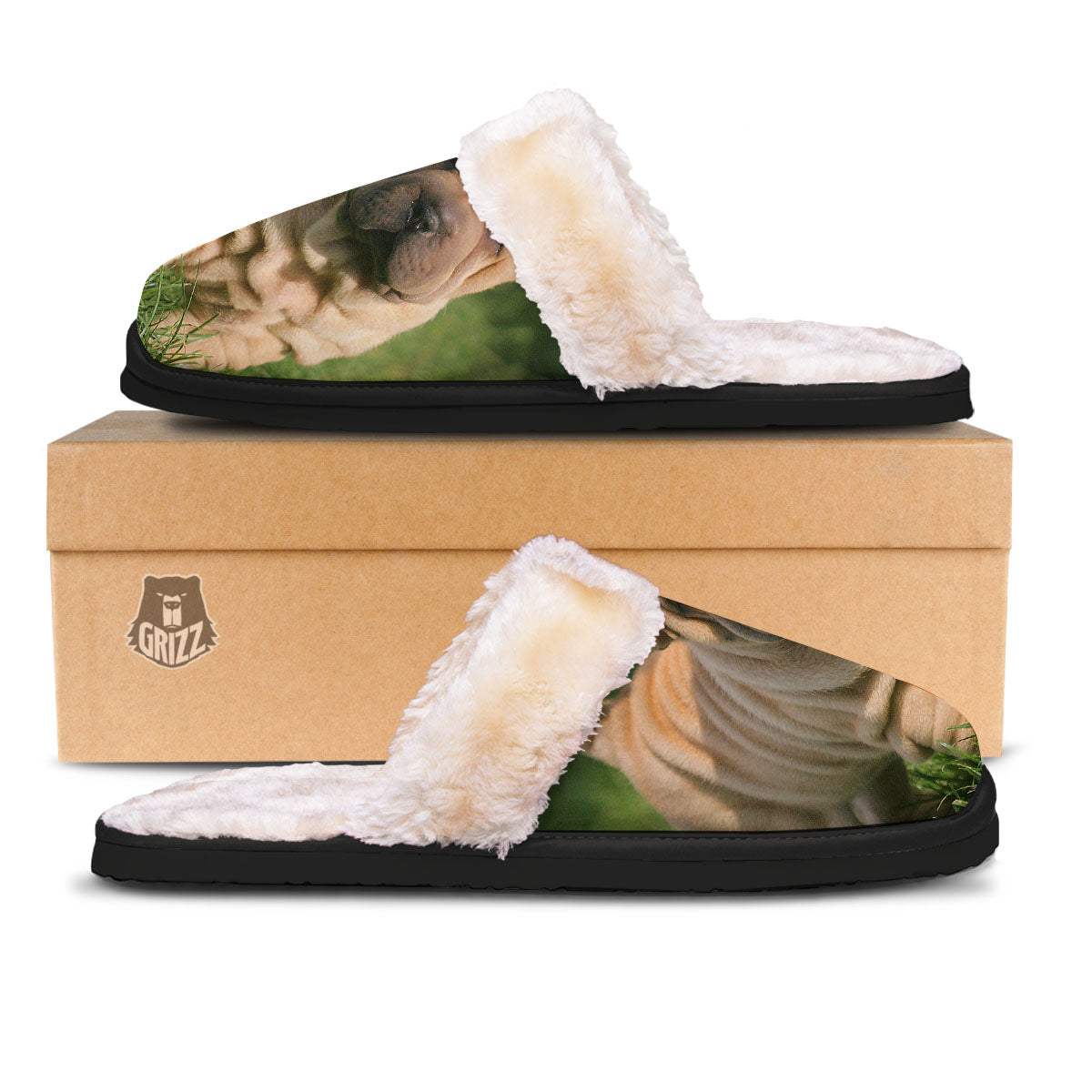 Shar Pei Vintage Print Slippers-grizzshop