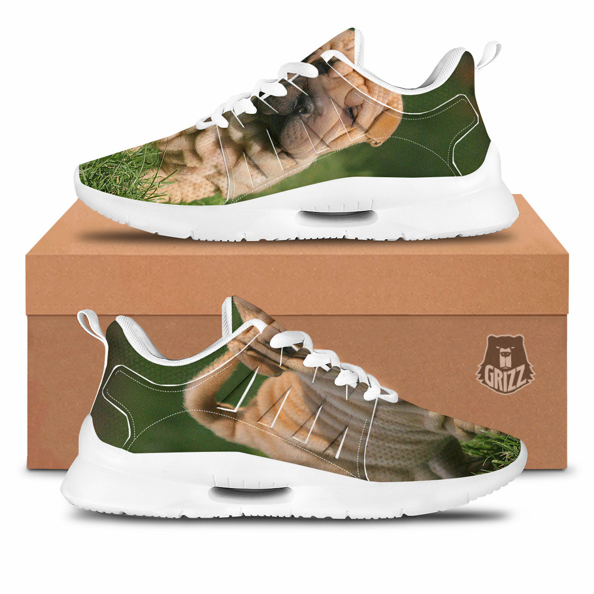 Shar Pei Vintage Print Tennis Shoes-grizzshop