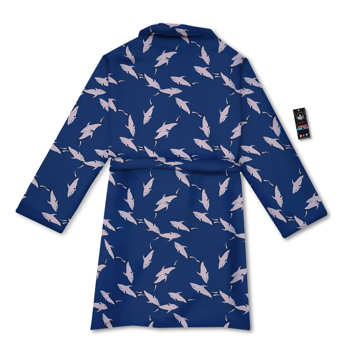 Shark Blue And Pink Print Pattern Bathrobe-grizzshop